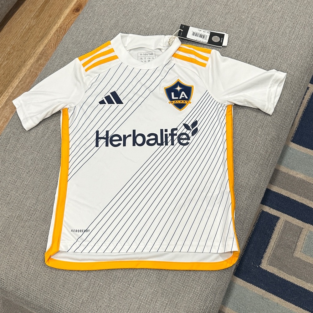 Adidas Kids LA Galaxy White and Yellow Jersey